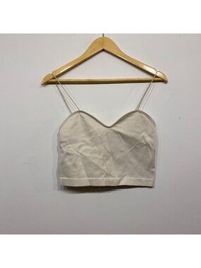 Rita Ora Primark White Ribbed Cropped Activewear Tank Top Size Medium